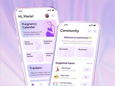 Pregnancy Mobile App Design app app design calendar community design mobile app mobile design mobile ux pink pregnancy app ui ui design ui ux ux ux design