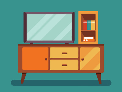 Flat Television Table Illustration branding design graphic design illustration logo vector