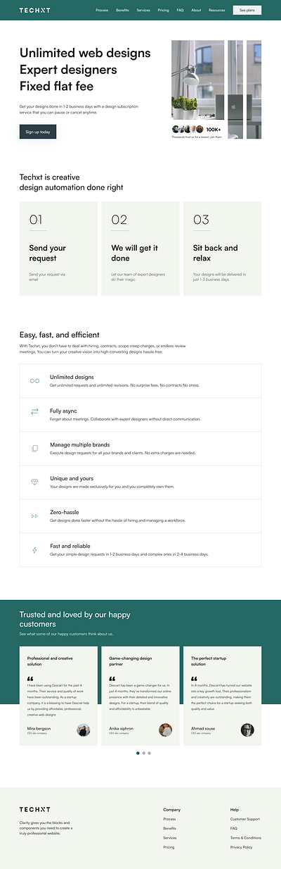 Landing Page Design for Techxt home page landing page minimalism simple ui uiux unique visual design website