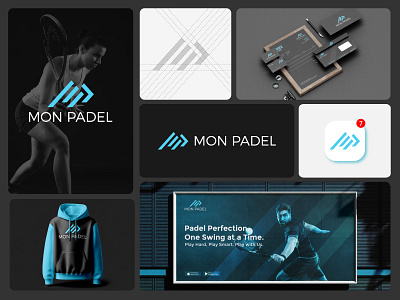 Mon Padel logo and branding design accessories logo arrow logo brand identity branding branding design creative logo flat logo design letter logo logo type m logo minimalist logo modern logo p logo padel padel logo speed logo sport logo timeless logo