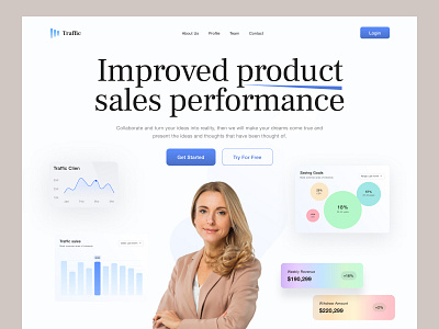 Sales Analytic - Website automation b2b branding business charts customer finance lead light management minimal modrn optimization sales sas simple software ui web interface website