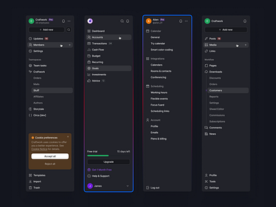 Sidebars branding interface landing logo sketch ui ui kit