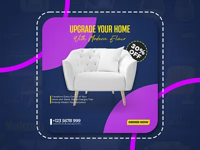 Modern Social Media Furniture Ads Poster Designs! 3d animation bedroom furniture design branding graphic design logo motion graphics ui