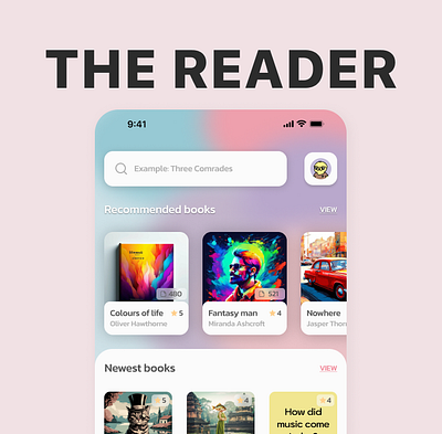 THE READER: pleasant design for reading books app book design reader ui ux