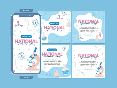 National Science Day - Social Media Template chemistry class classroom colorful design instagram kids knowledge learn lesson media post potrait science social square story student study template