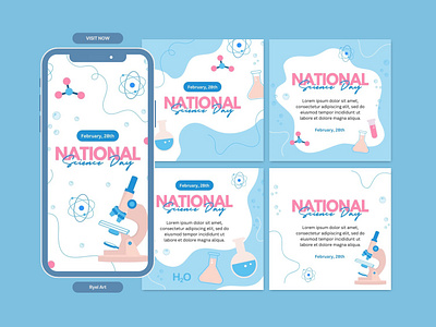 National Science Day - Social Media Template chemistry class classroom colorful design instagram kids knowledge learn lesson media post potrait science social square story student study template