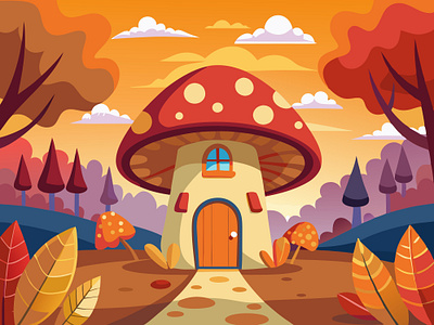 Mushroom House Illustration branding design graphic design illustration logo vector