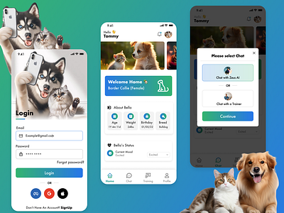 Pets Training App design graphic design mobile app ui