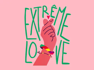 Extreme love <3 finger heart fingers heart illustration kiss love