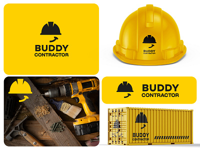 Buddy Contractor alex seciu branding building logo contractor logo hard hat logo design logo designer smile logo worker logo