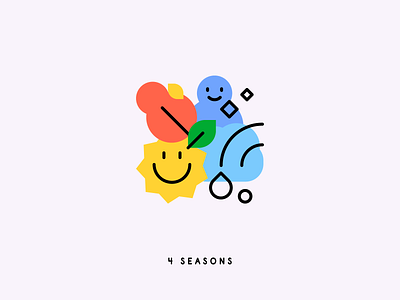 4 seasons 4 seasons autumn character design flat graphic design icon illustration nature set spring summer winter