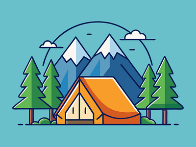 Flat Colorfull Camp Illustration branding design graphic design illustration logo vector