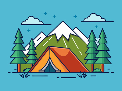 Flat Colorfull Camp Ground Illustration branding design graphic design illustration logo vector