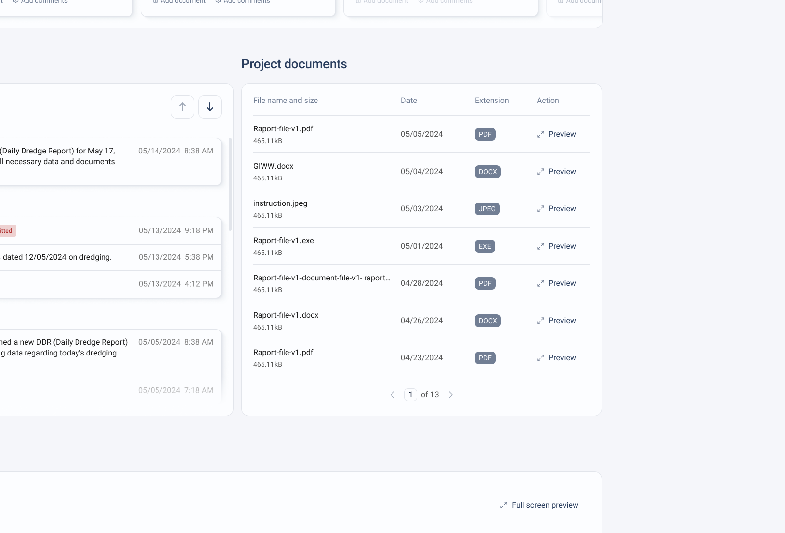 "Project Documents" Module on the Dashboard app application dashboard design documentmanagement graphic design product design productivity projectmanagement ui ux