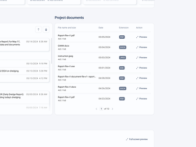 "Project Documents" Module on the Dashboard app application dashboard design documentmanagement graphic design product design productivity projectmanagement ui ux