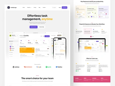 YowManage - Landing Page homepage landing page landing page ui marketing productivity dashboard productivity landing page project management project management dashboard project management landing page saas saas landing page saas product management saas productivity saas productivity website saas project management saas web design task management task management dashboard task management website website