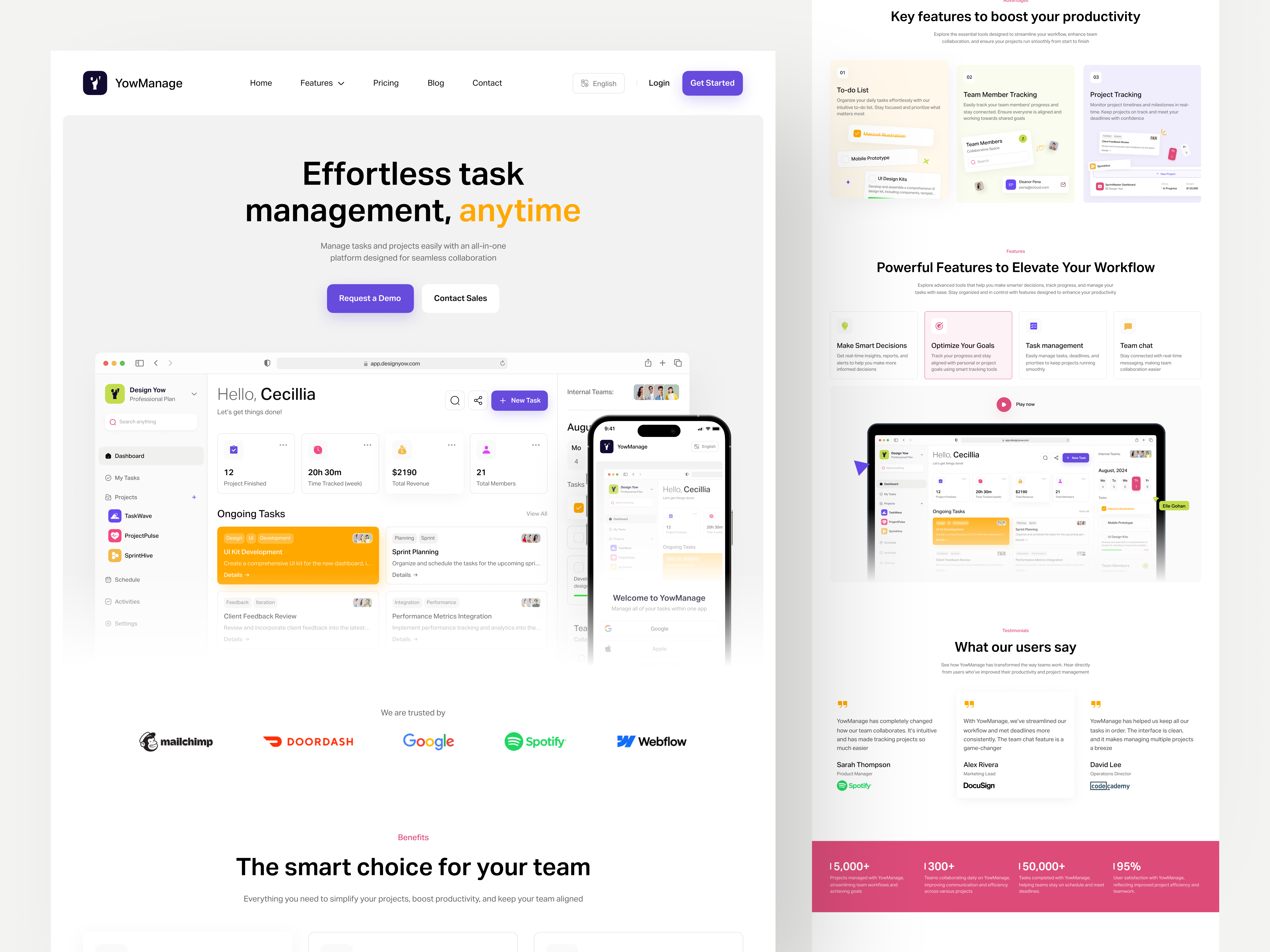 Example of YowManage - Landing Page