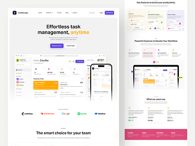 YowManage - Landing Page homepage landing page landing page ui marketing productivity dashboard productivity landing page project management project management dashboard project management landing page saas saas landing page saas product management saas productivity saas productivity website saas project management saas web design task management task management dashboard task management website website