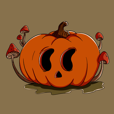 Hello, pumpkin cartoon style digital illustration illustration procreate