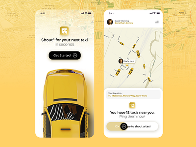 Shout - Taxi / Cab Service App concept app app design best shot cab cab app mobile app mobile design taxi uber uiux userexperience ux