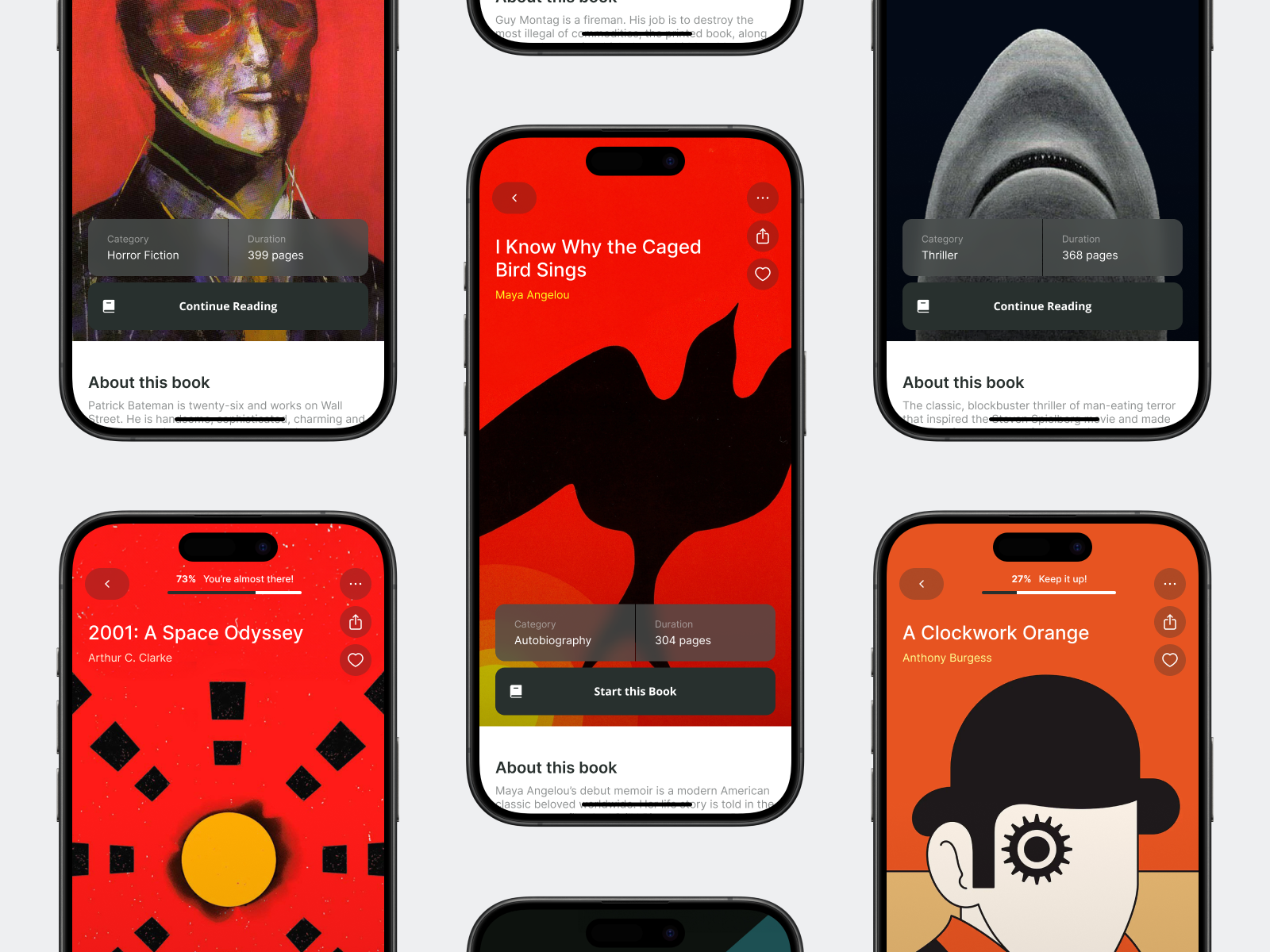 Reading App - Concept app book card clean coloful color cover craft design icon illustration interaction minimal minimalistic mobile reading typography ui ui design app ux