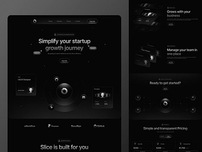 HarlyCo - SaaS Growth Company Website agency black and white clean company corporate design fintech glow growth company landing page management product design saas ui ui design uiux ux design web design website widget