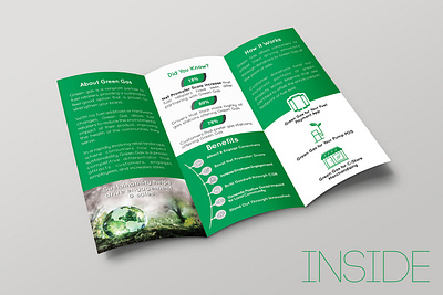 Green Gas Tri-Fold Brochure advertising brochure brochure design colors design graphic graphic design gray green illustration inside logo logo design outside print tri folder brochure white