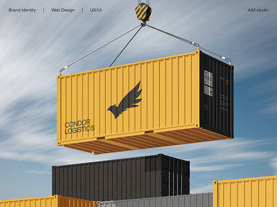 CONDOR LOGISTICS bird logo branding cargo container cargo shipping construction dark theme graphic design identity lemon logistic company logistics logo redesign mobile ux mockups motion graphics rebranding smm ui ux web design