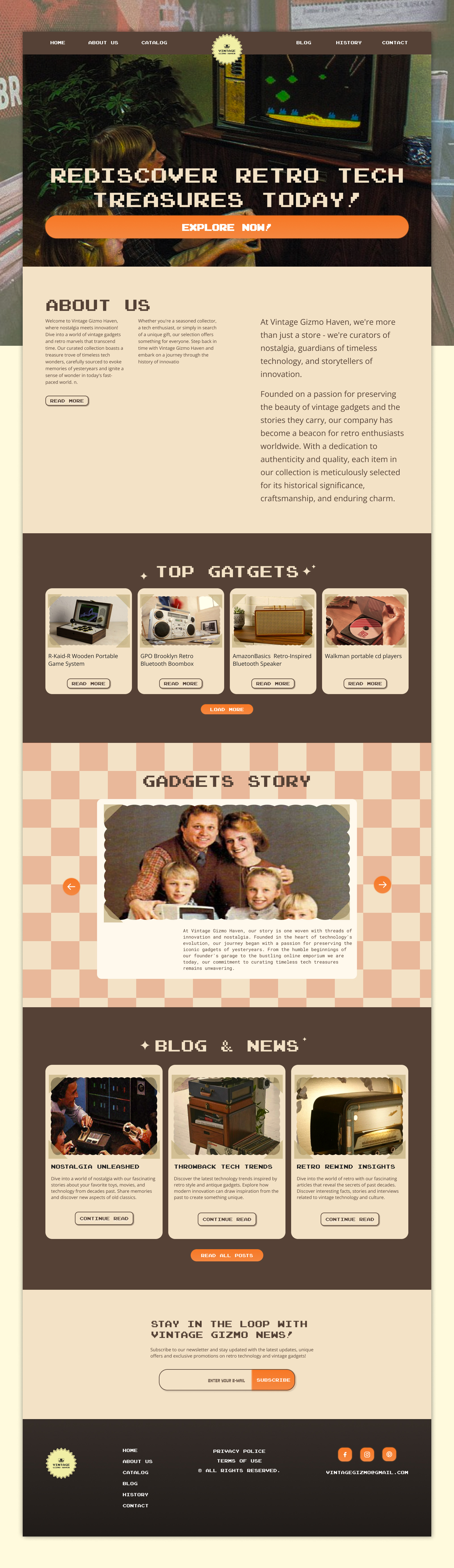 store in retro-stuly design landing retro ui website