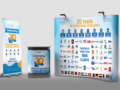 Symbios 20 Years Celebration advertising banner banner design blue calender calender design design exhibition graphic graphic design gray illustration logo logo design print roll up roll up banner rollup white world