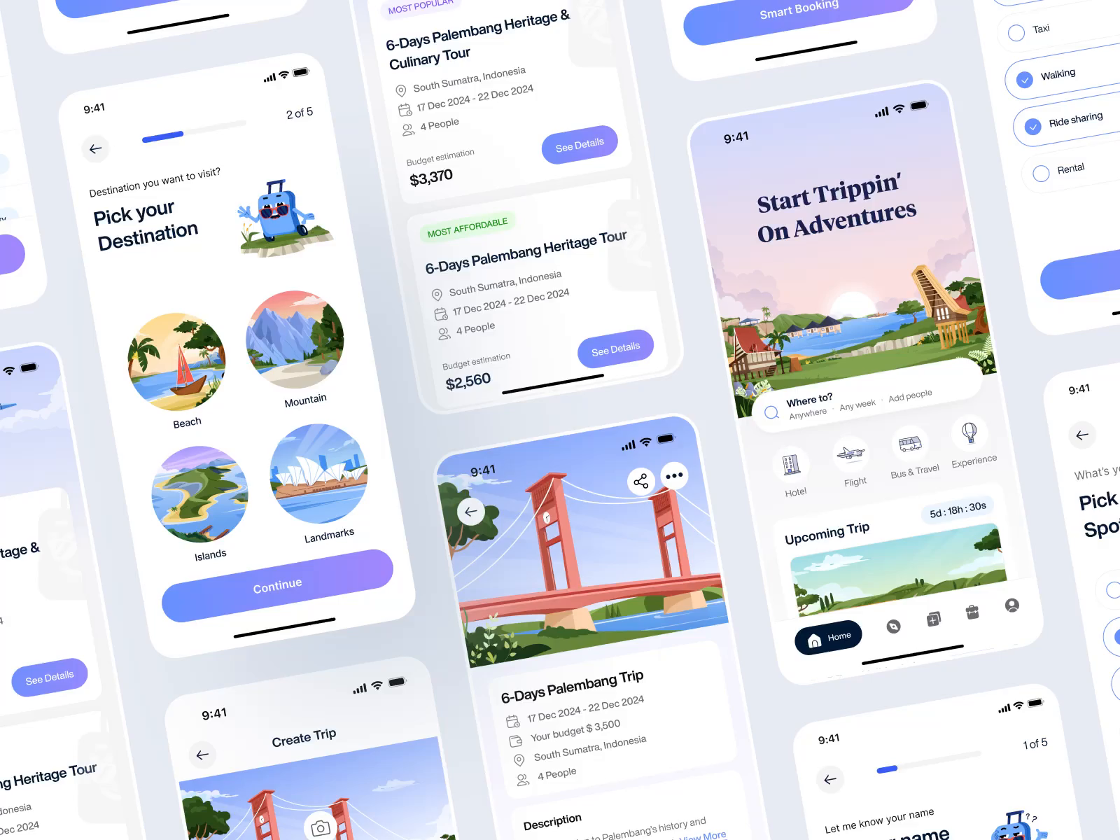 Example of Trippin' - Trip Planner & Booking App UI/UX and Branding 😎