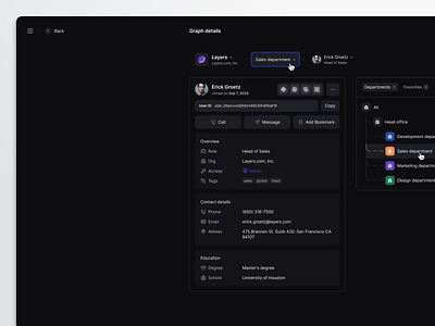 user profile (graph details) connection dashboard design details graph org chart org graph product design profile settings ui user ux