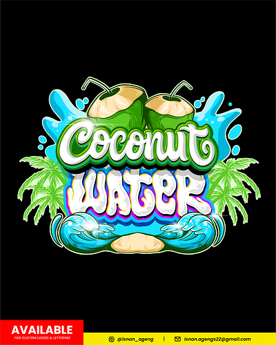 Coconut water logo coconut coconut logo hand drawn lettering lettering logo logotype