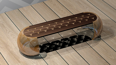 The bench is designed 3d graphic design interior the bench