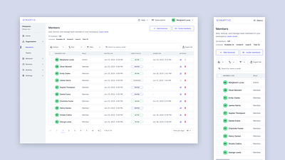 Synaptic control panel b2b control panel dashboard members list ui ux