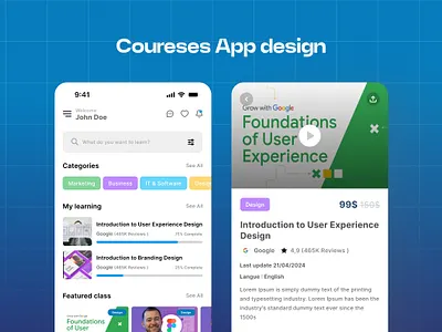 Courses App design app app design design graphic design ui ui design uix