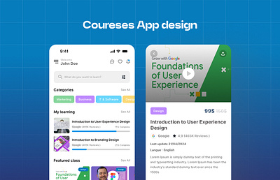 Courses App design app app design design graphic design ui ui design uix