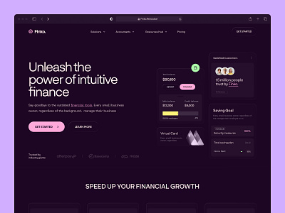 Finko. Fintech Landing Page 💸 finance fintech fintech platform fintech saas fintech startup landing page online banking saas web web design website