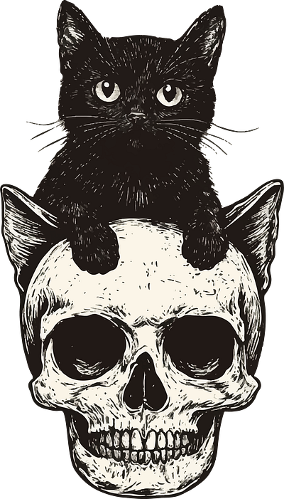 Halloween skull Black cat T-shirt design 3d animation branding design graphic design halloween illustration logo motion graphics t shirt t shirt design t shirt designs t shirts ui