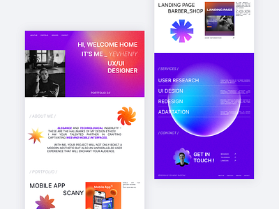 Personal UI/UX Designer Portfolio Landing Page Website about me branding footer graphic design header hero section landing page logo portfolio website