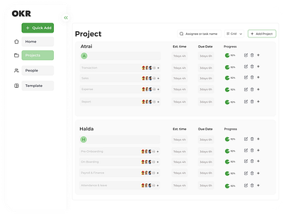 "OKR" Project Details Page okr okrprojectdetails project projectdetails ui uiux ux web website