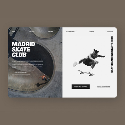 Madrid Skate Club main page design figma skate ui