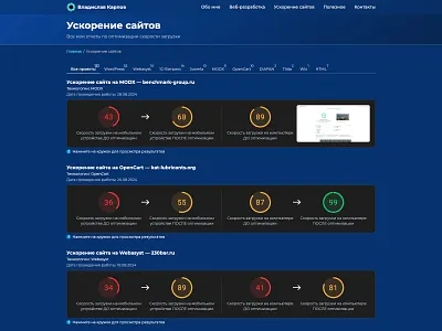 Pagespeed Portfolio | CoffeeHard acceleration blue counter design developer filter menu nav pagespeed personal portfolio programmer screenshot site speed ui ux web web design web development