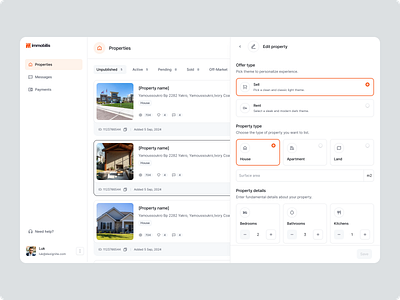 Immobilis - edit property apartment b2b b2c edit edit modal edit property house properties property listing saas web app