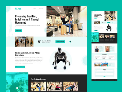 Physical Fitness Website Design creative landing page physical fitness pilates responsive training and teacher ui ux website