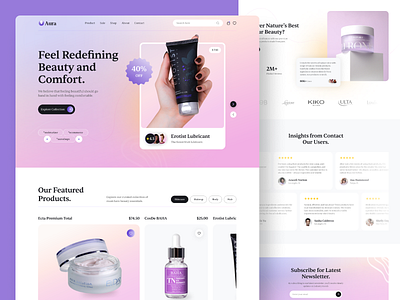 Cosmetics - Beauty Products Landing Aura animation beauty product branding business business web cosmetics website cosmetology design digital collectibles e commerce ecommerce homepage landing page minimalist design shop skin skin care ui design ux visual design web design