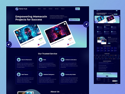 Memecoin Website Design creative crypto dark theam landing page memecoin responsive technology ui ux website