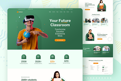 EduNext- Online Course Website Template branding clean courses design graphic design homepage illustration logo typography ui ux website website template