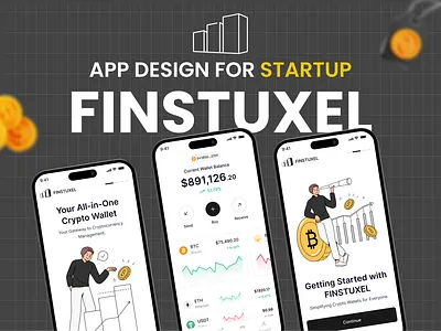 💼 Finstuxel - Crypto Wallet Mobile App UI UX Design 🪙🔐 animation app app design branding crypto wallet design finance app finstuxel graphic design illustration logo mobile app design startup ui ui design user experience user interface ux ux design vector