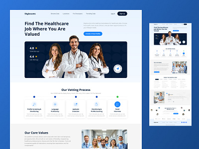 Medical & Pharmaceutical Website Design creative doctor employment. healthcare job landing page medical nurse pharmaceutical responsive staffing agency ui ux website